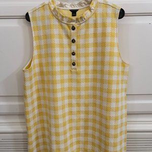 Ann Taylor Yellow and White Checked Sleeveless Top